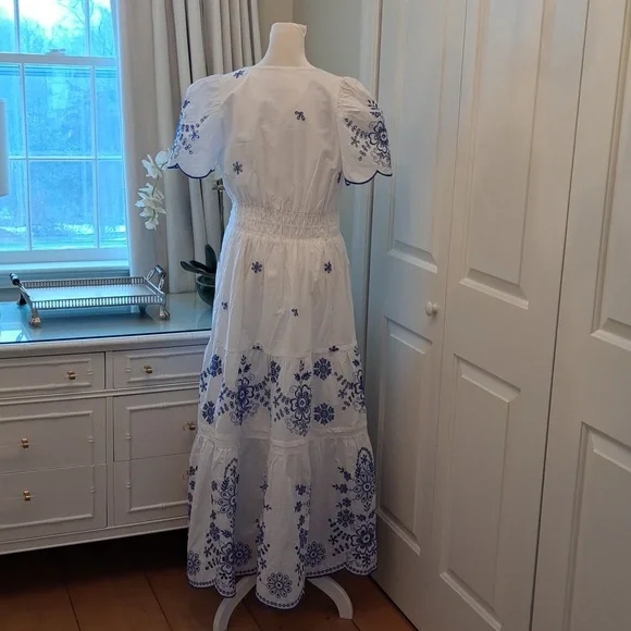 NWOT Anthropologie Womens Somerset White Cotton Maxi Eyelet Dress MD - Picture 5 of 10